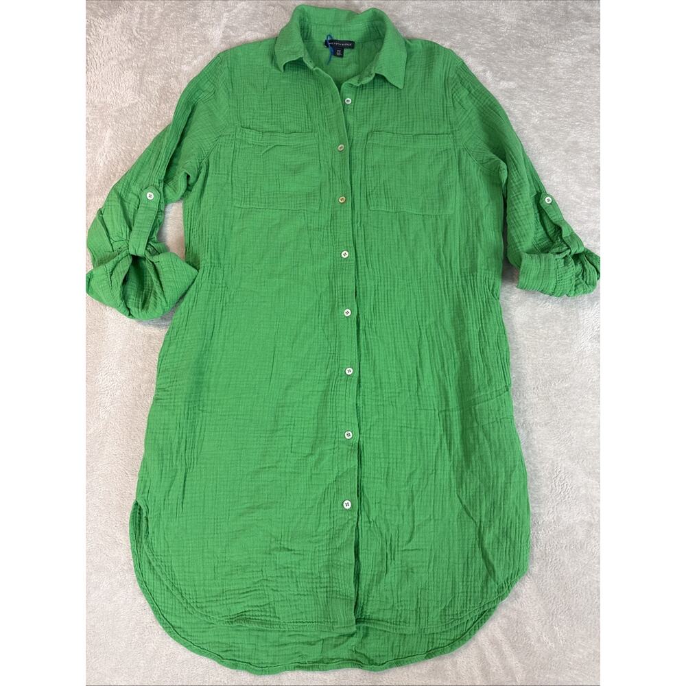 Saks fifth Ave Green Dress Women’s L Gauze Resort Cotton Coastal Summer Breeze